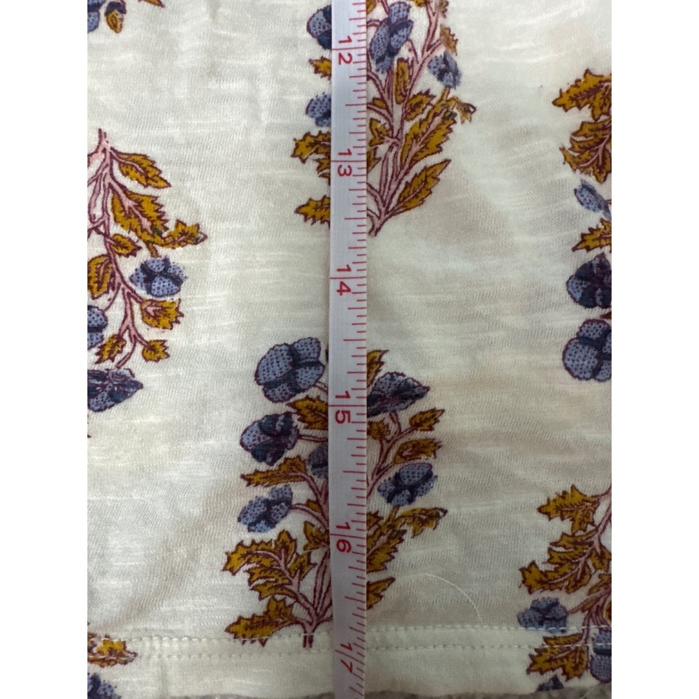 Lucky Brand Floral Peasant Top Womens Large Cream Purple Boho Puff Sleeve - Picture 8 of 8